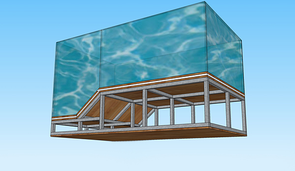 Aquarium avec fosse volume total de plus de 3000 litres d'eau de mer