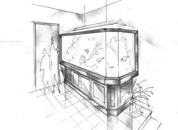 L'aquarium de Didier, meuble en bois de teck