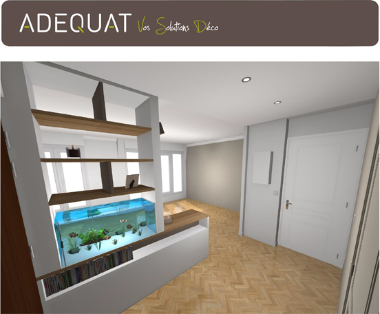 Aquarium en séparation de pièce