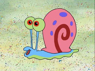 Personnage du dessin animé Bob l'éponge voici l'escargot Gary
