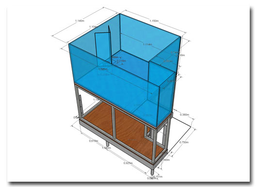 vue 3D de l'aquarium et de son support