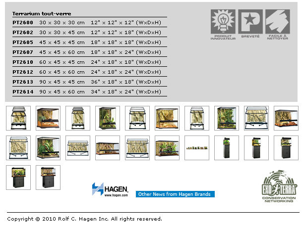 mesure des terrariums dispos