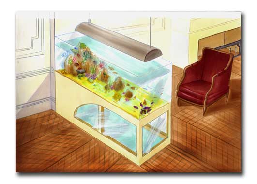 Croquis de l'aquarium avant fabrication